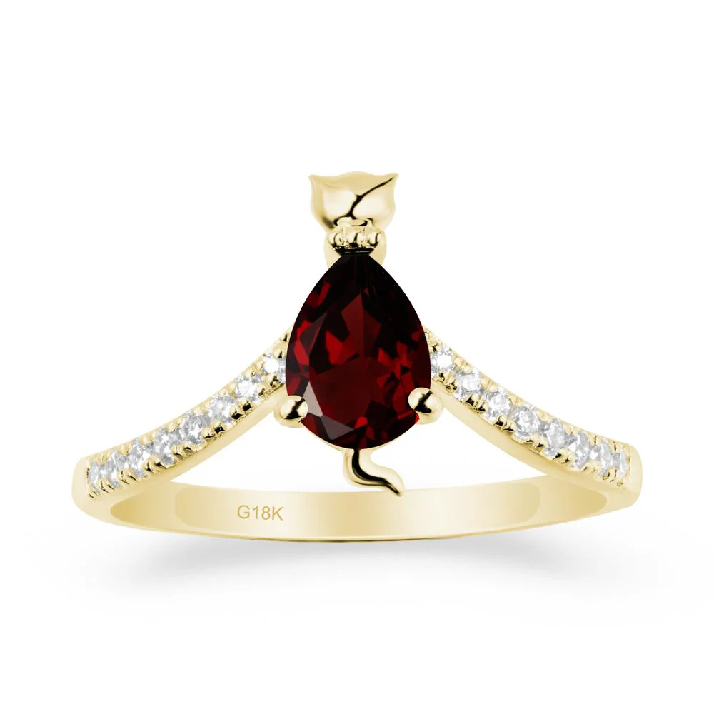 Unique Pear Garnet Cat Ring - Image 7