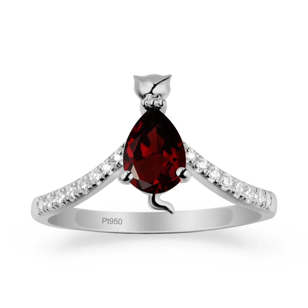 Unique Pear Garnet Cat Ring - Image 8