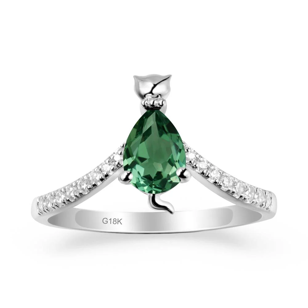 Unique Pear Green Sapphire Cat Ring - Image 6