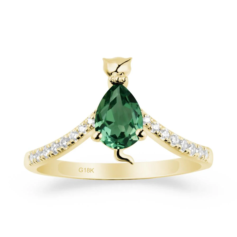 Unique Pear Green Sapphire Cat Ring - Image 7