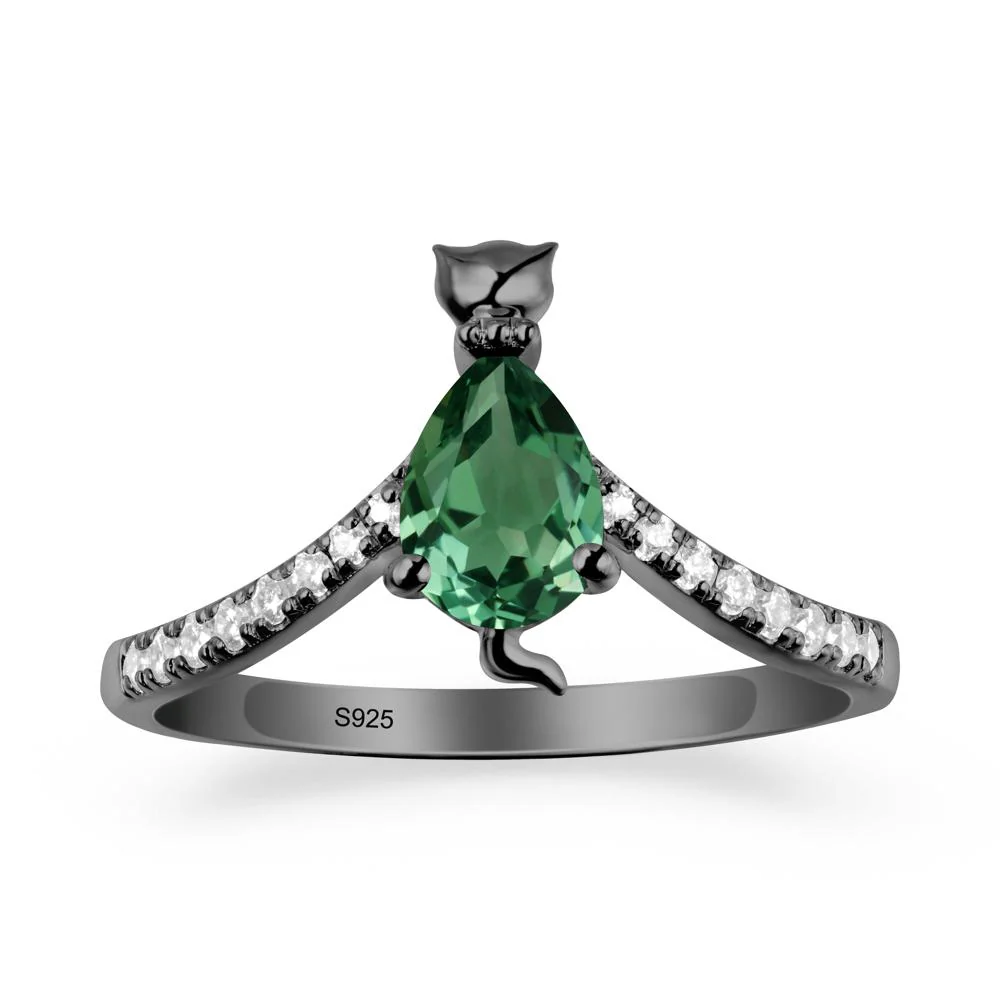 Unique Pear Green Sapphire Cat Ring - Image 8