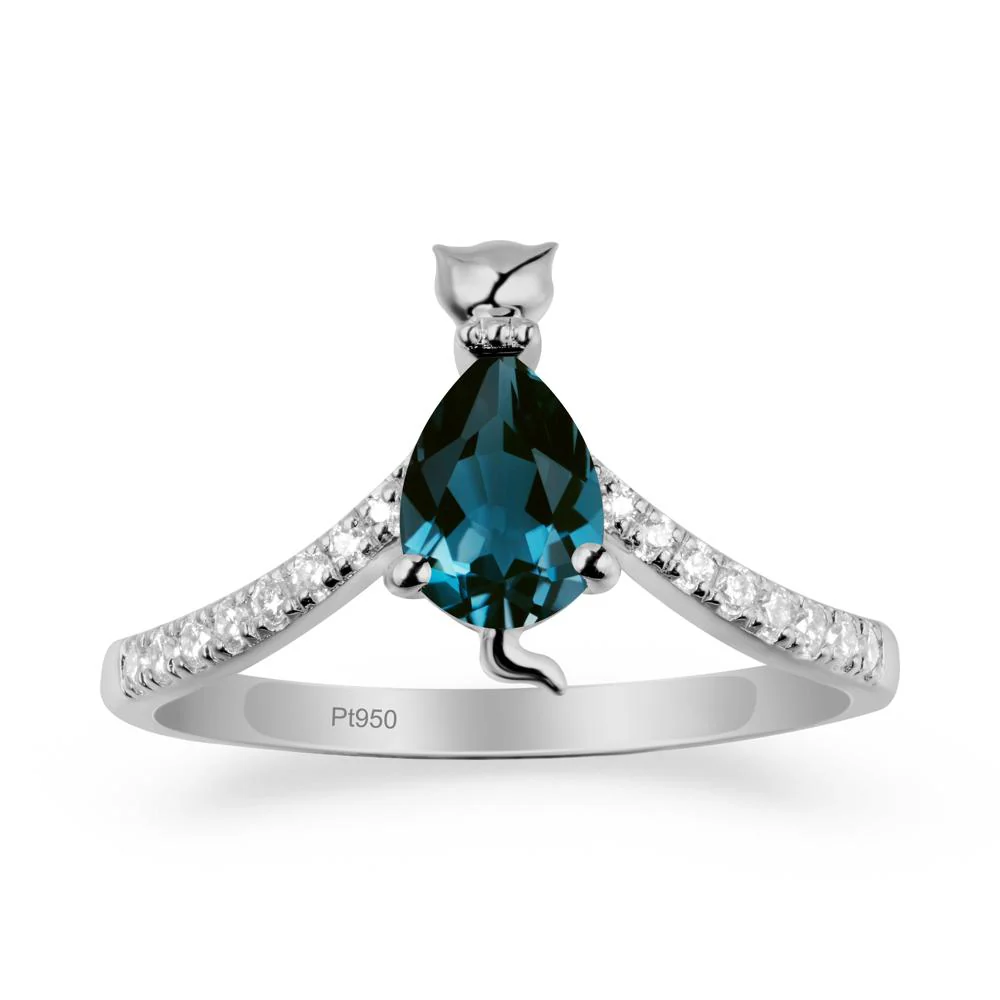 Unique Pear London Blue Topaz Cat Ring - Image 8