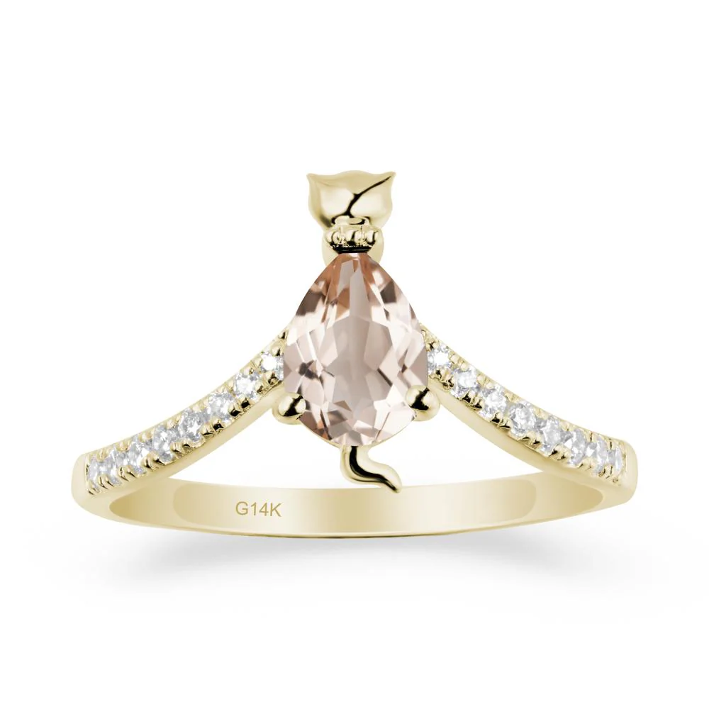 Unique Pear Morganite Cat Ring - Image 3