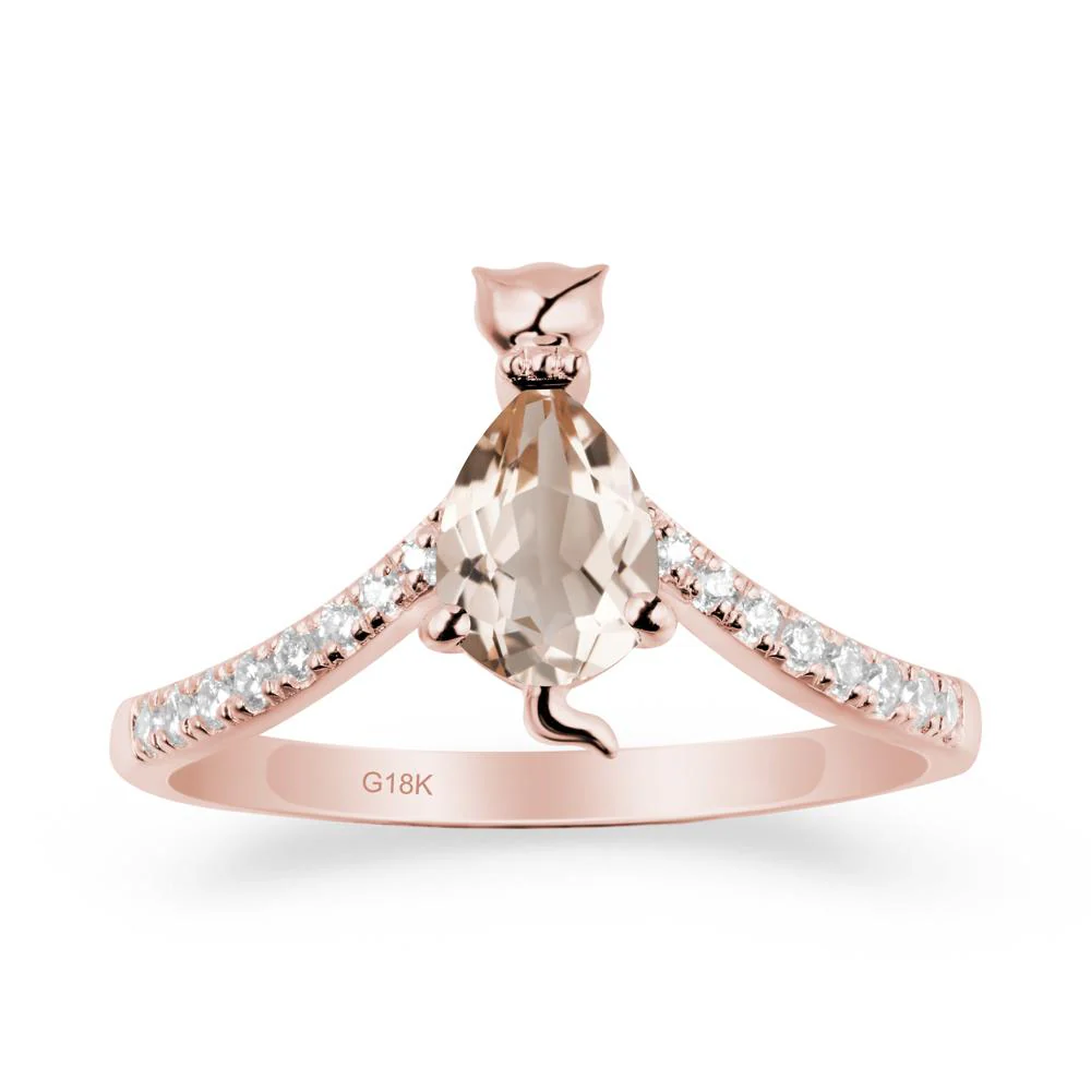 Unique Pear Morganite Cat Ring - Image 4