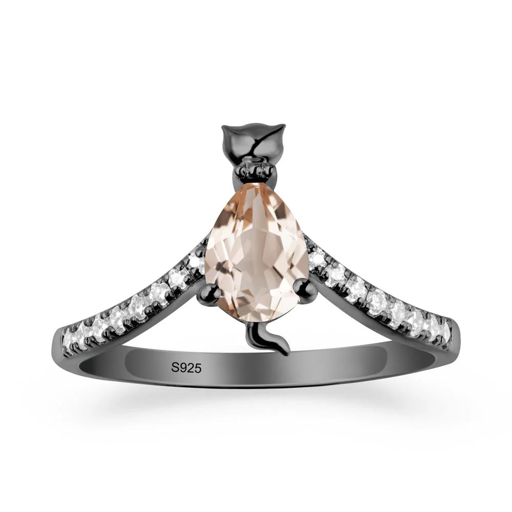 Unique Pear Morganite Cat Ring - Image 7