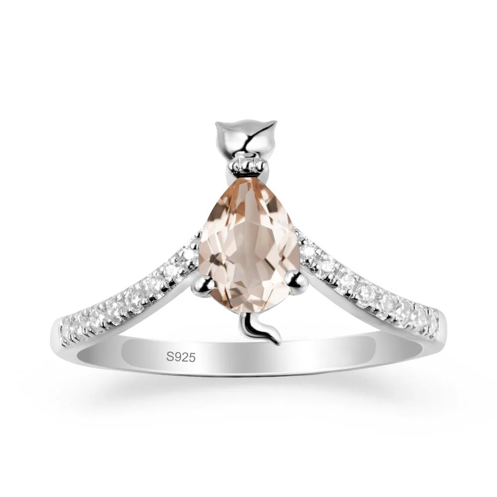 Unique Pear Morganite Cat Ring - Image 9