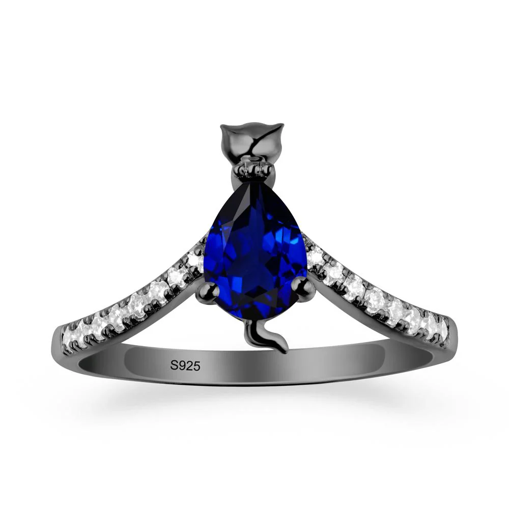 Unique Pear Sapphire Cat Ring - Image 7