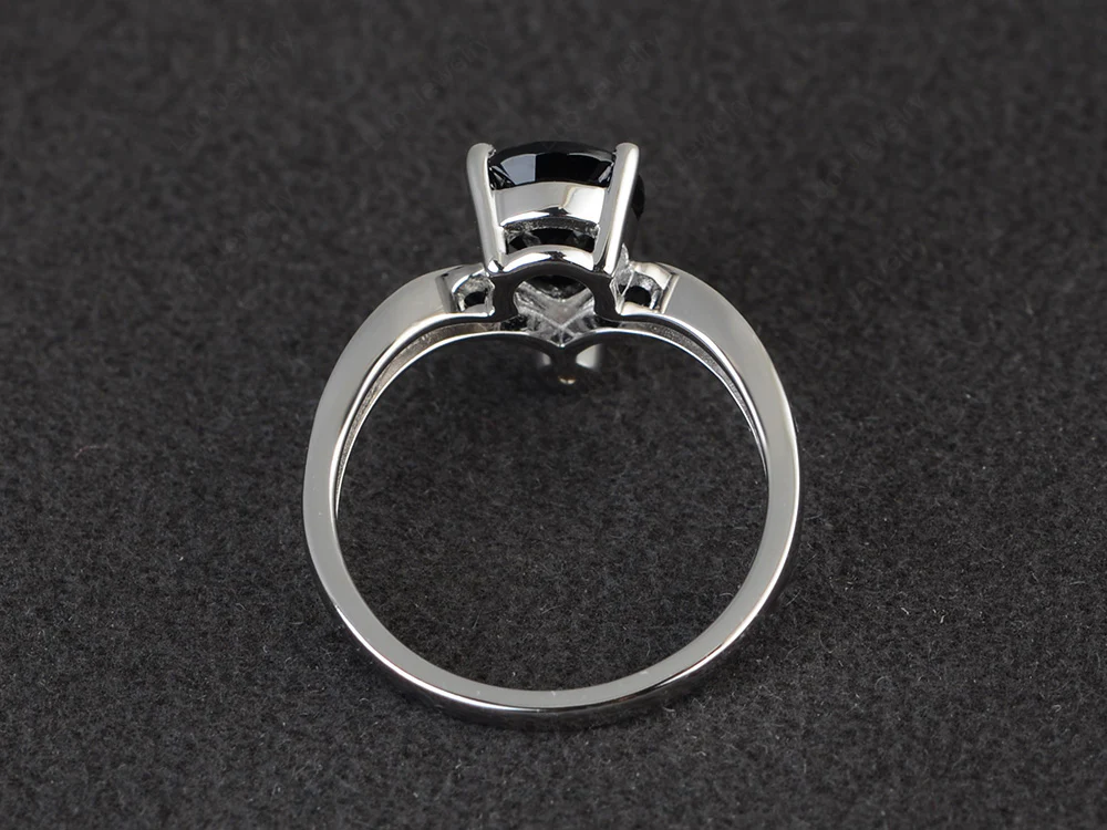 Unique Pear Shaped Black Spinel Ring Art Deco - Image 3