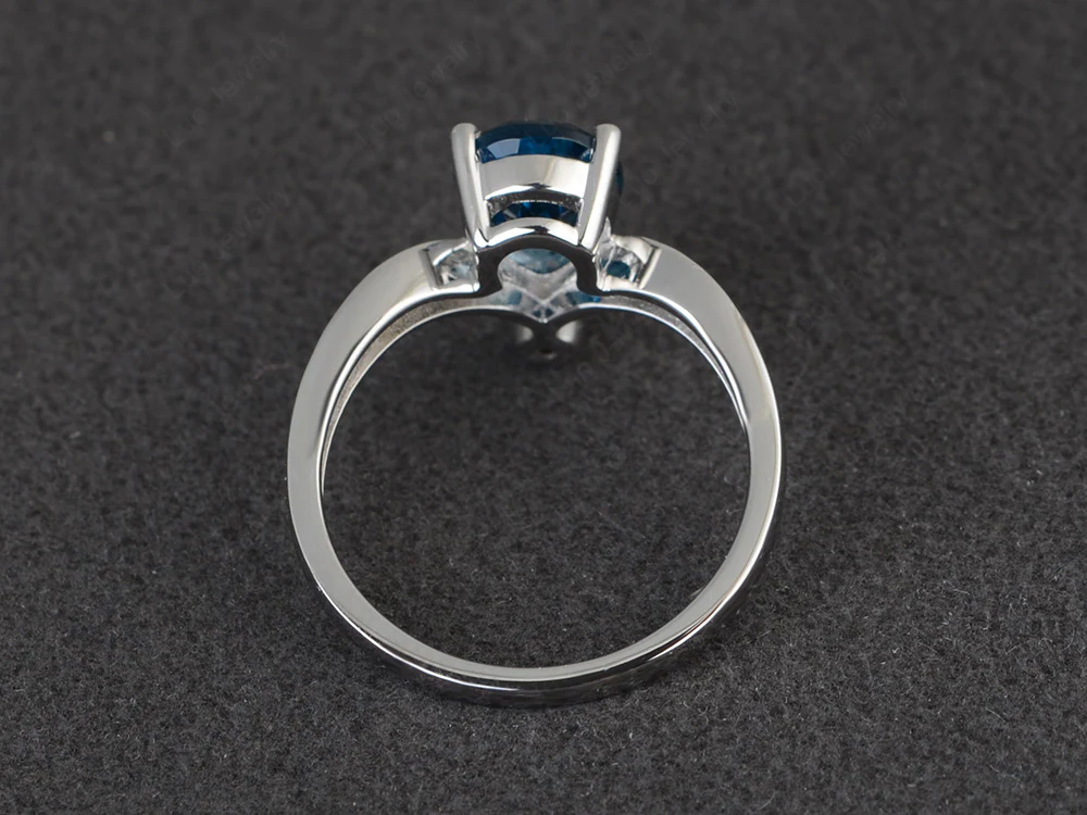 Unique Pear Shaped London Blue Topaz Ring Art Deco - Image 3