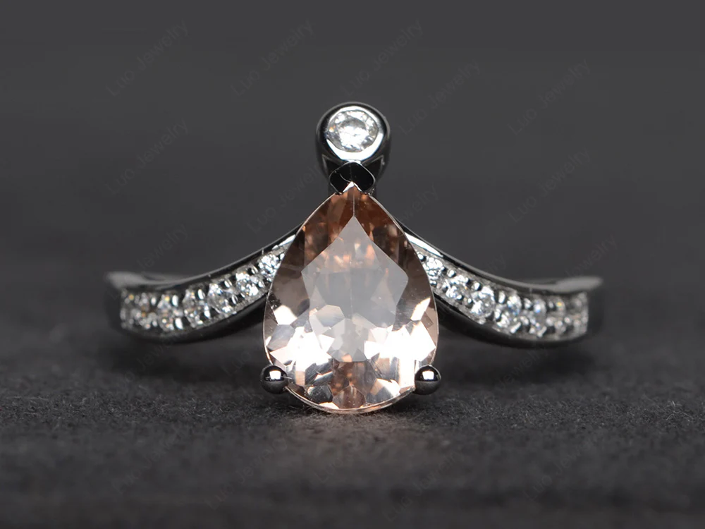 Unique Pear Shaped Morganite Ring Art Deco