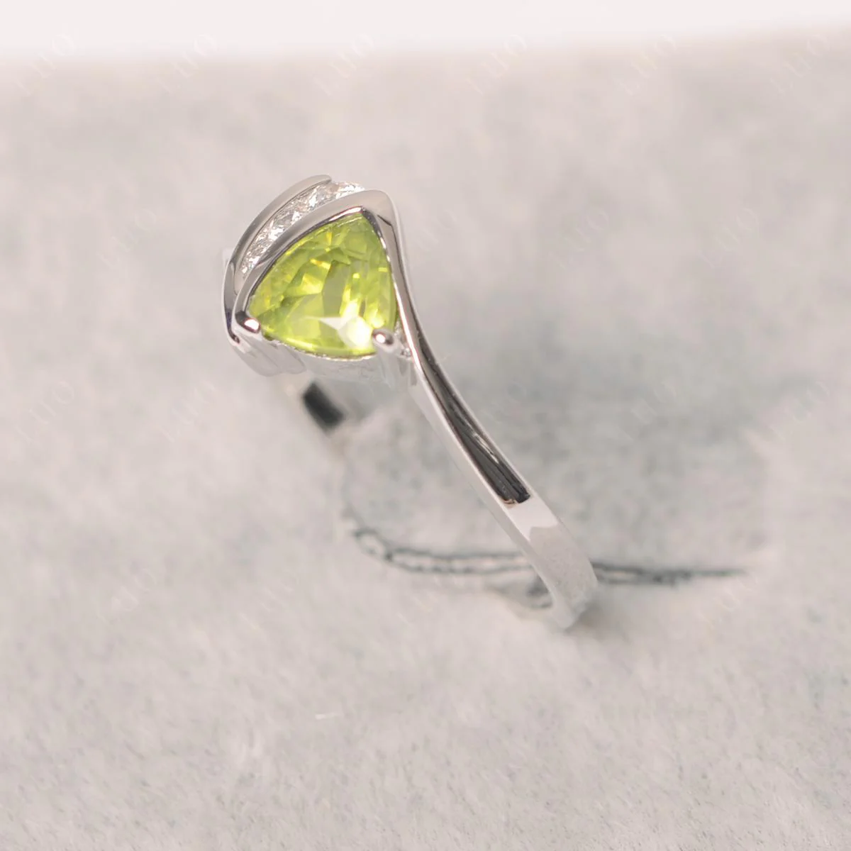 Peridot Trillion Cut Engagement Ring - Image 11