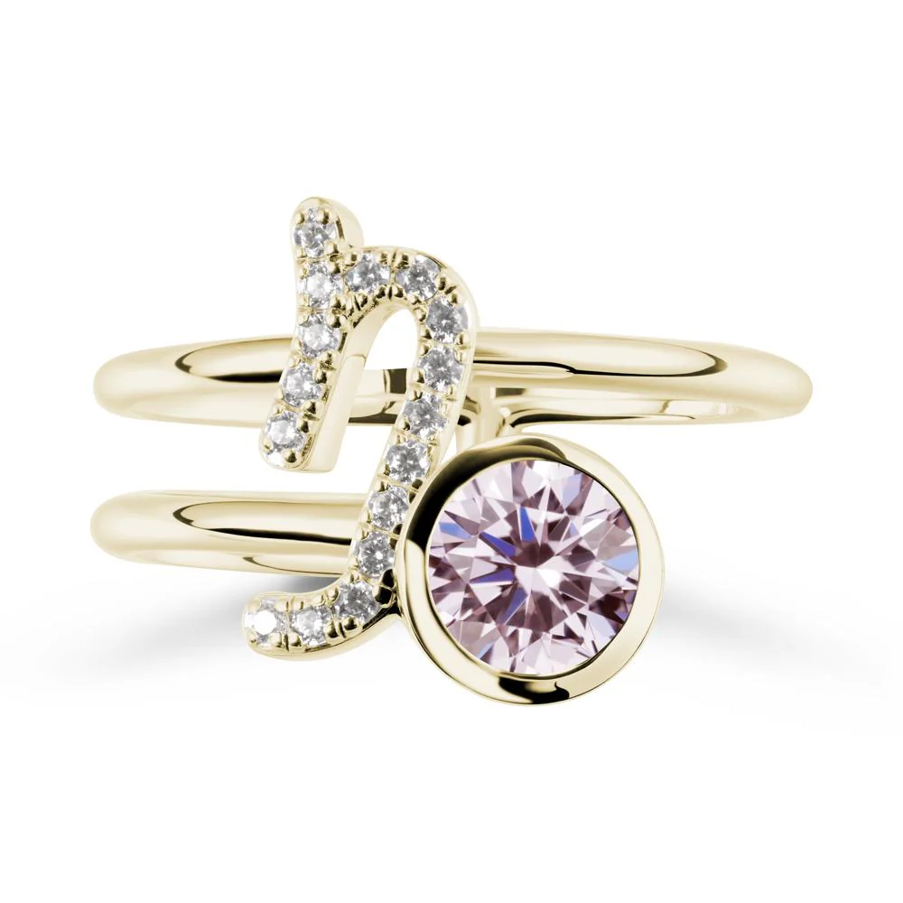 Unique Pink Cubic Zirconia Capricorn Zodiac Ring -Steadfast & Enduring - Image 3