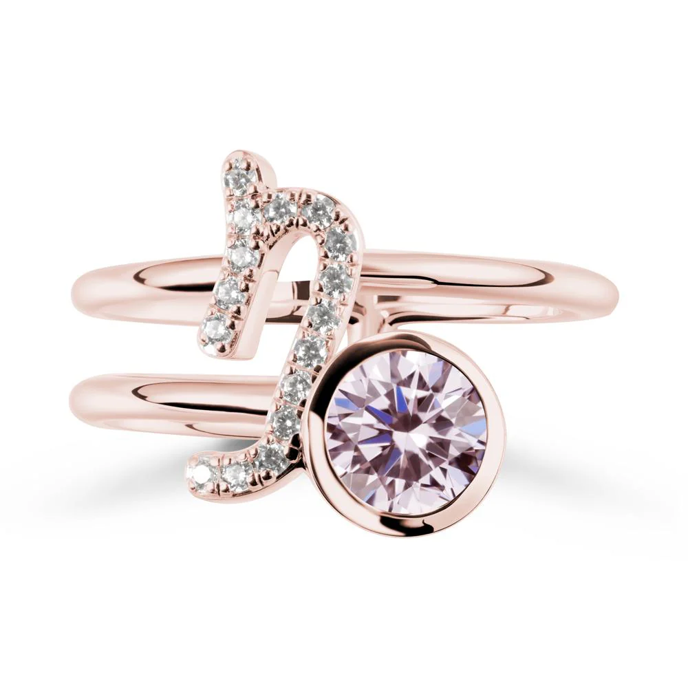 Unique Pink Cubic Zirconia Capricorn Zodiac Ring -Steadfast & Enduring - Image 4