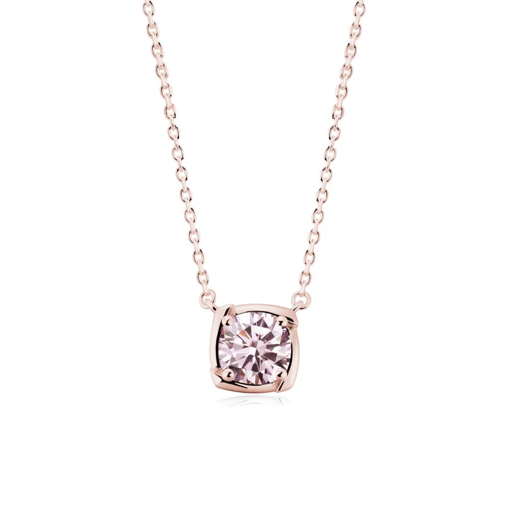 Unique Pink Cubic Zirconia Solitaire Pendant Necklace - Image 5