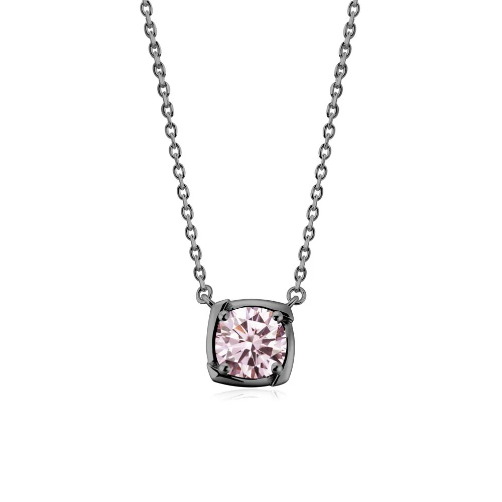 Unique Pink Cubic Zirconia Solitaire Pendant Necklace - Image 8