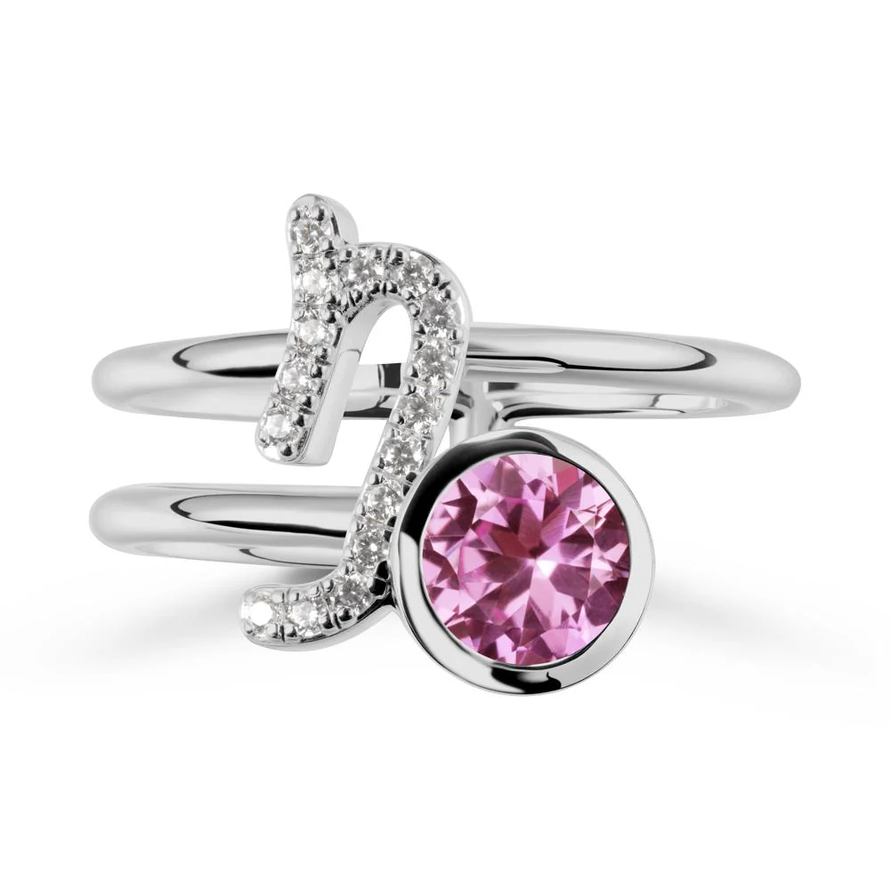 Unique Pink Sapphire Capricorn Zodiac Ring -Steadfast & Enduring