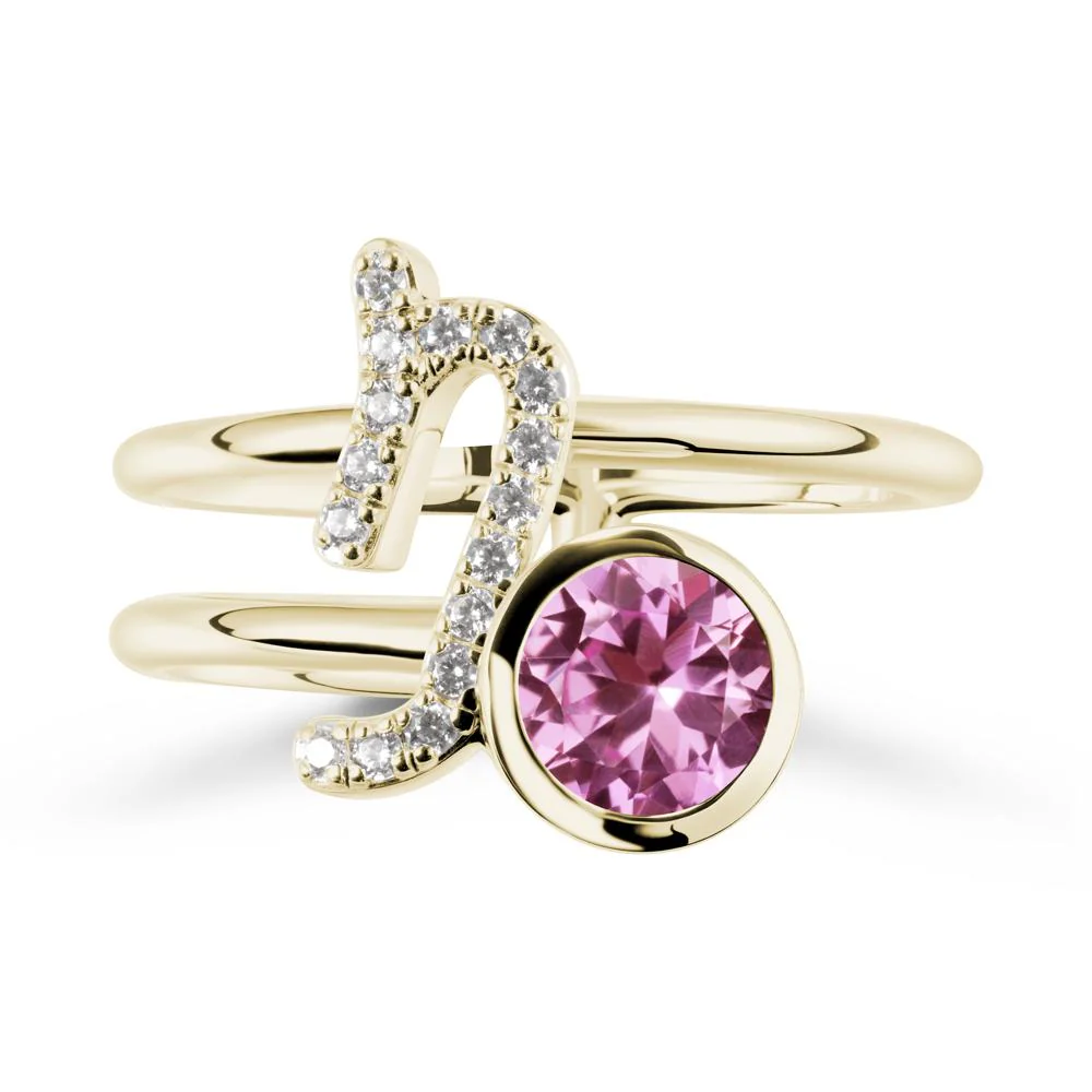Unique Pink Sapphire Capricorn Zodiac Ring -Steadfast & Enduring - Image 4