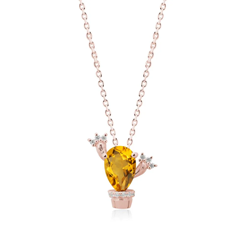 Unique Potted Plant Theme Citrine Pendant Necklace - Image 4
