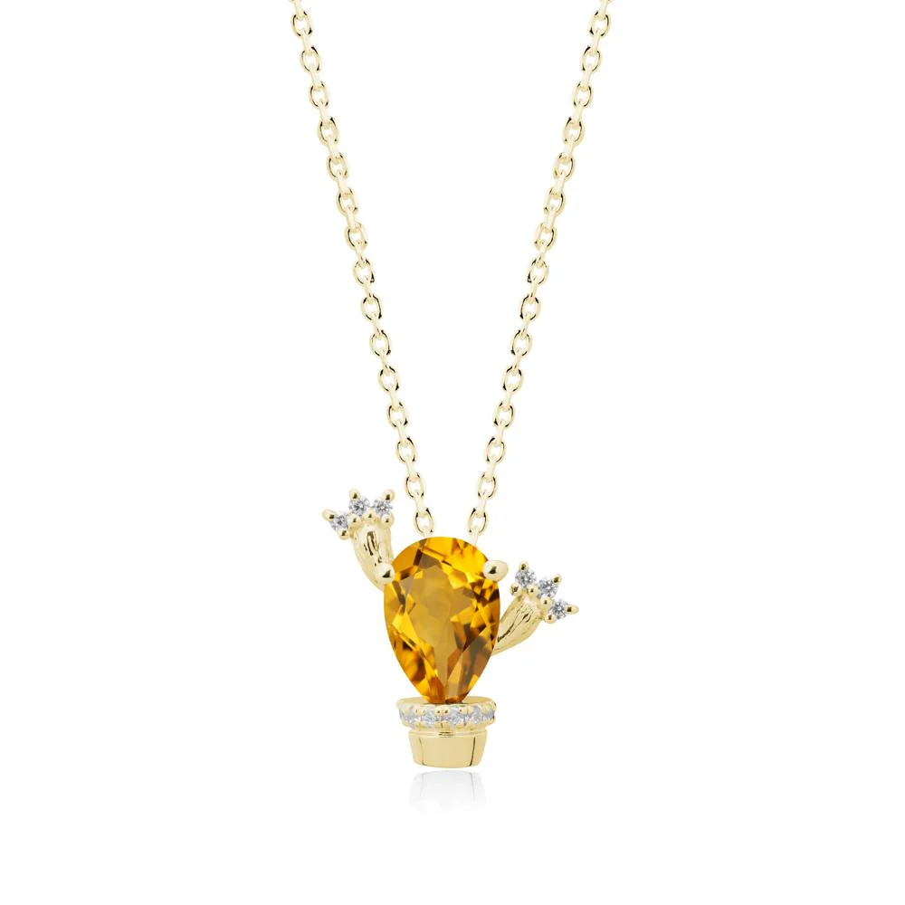 Unique Potted Plant Theme Citrine Pendant Necklace - Image 6