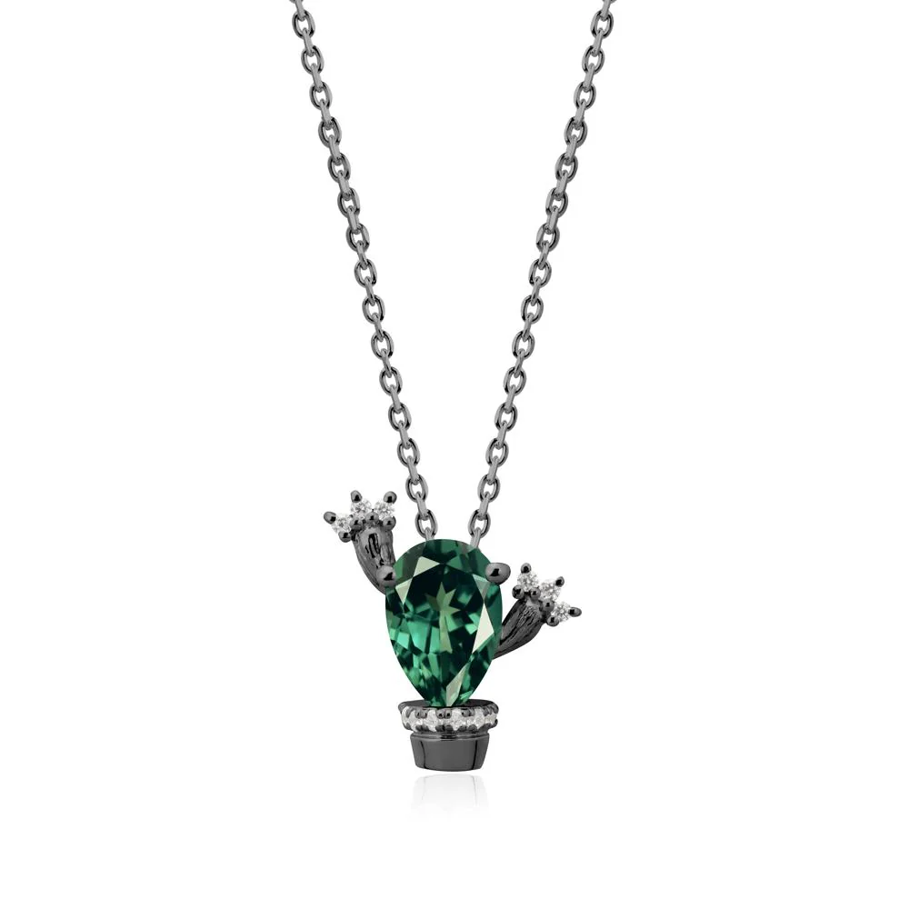 Unique Potted Plant Theme Green Sapphire Pendant Necklace - Image 7