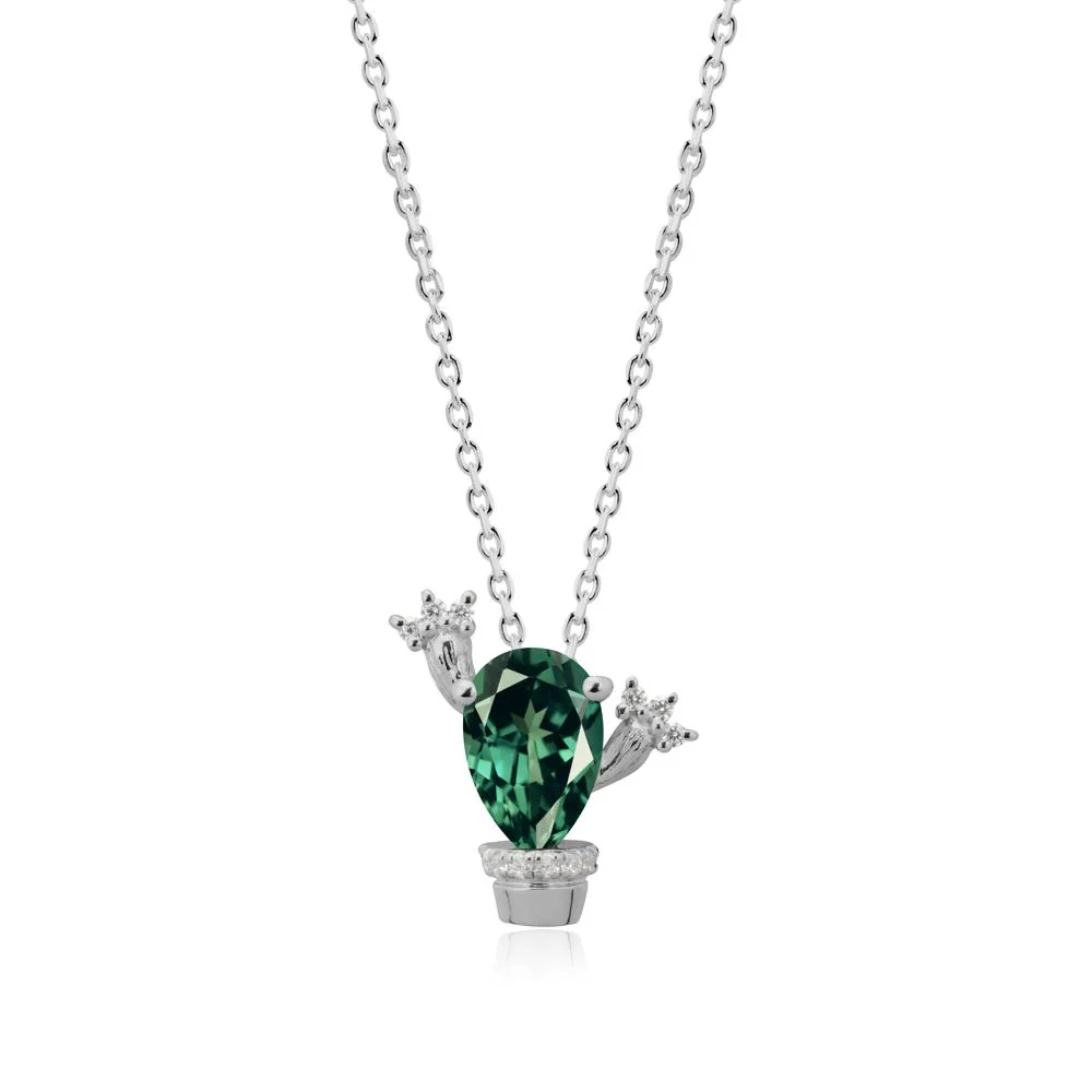 Unique Potted Plant Theme Green Sapphire Pendant Necklace - Image 8