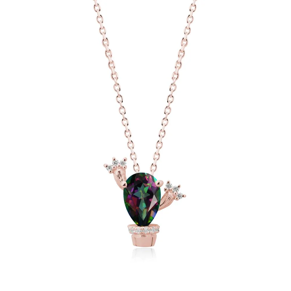 Unique Potted Plant Theme Mystic Topaz Pendant Necklace - Image 4