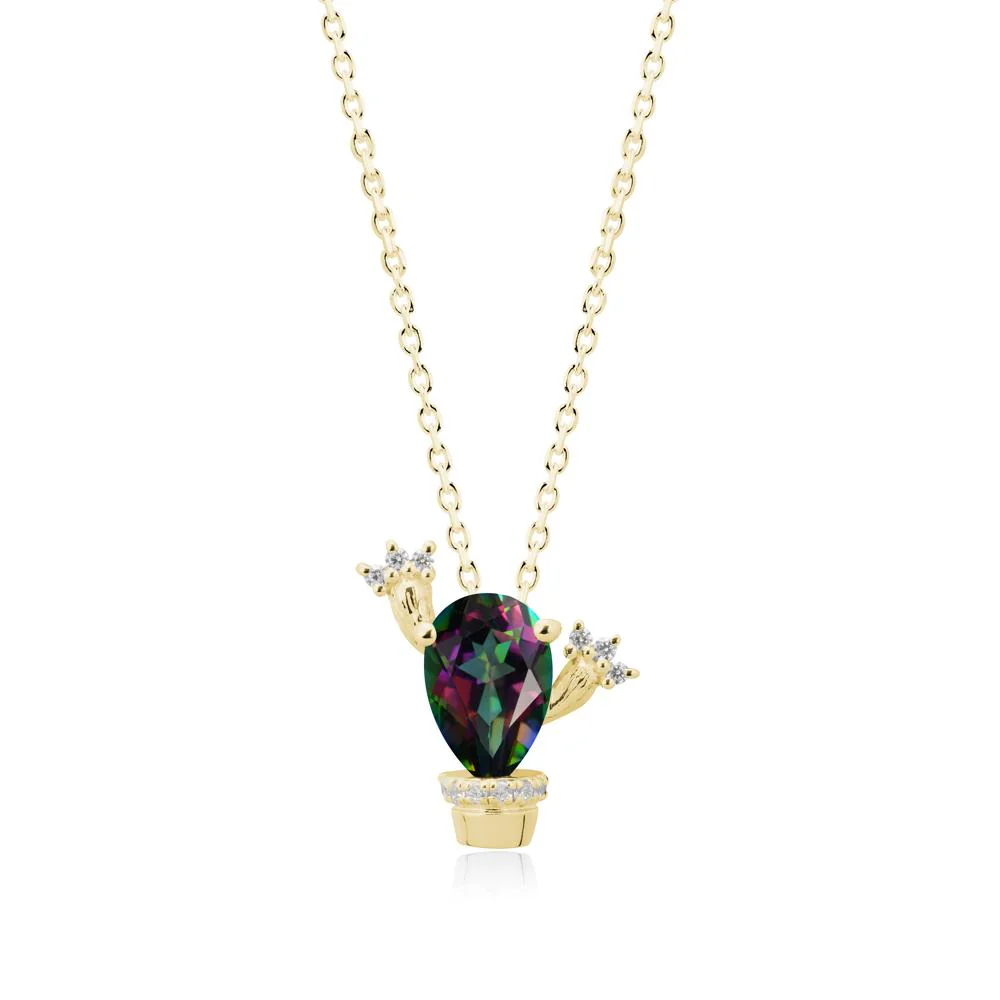 Unique Potted Plant Theme Mystic Topaz Pendant Necklace - Image 6
