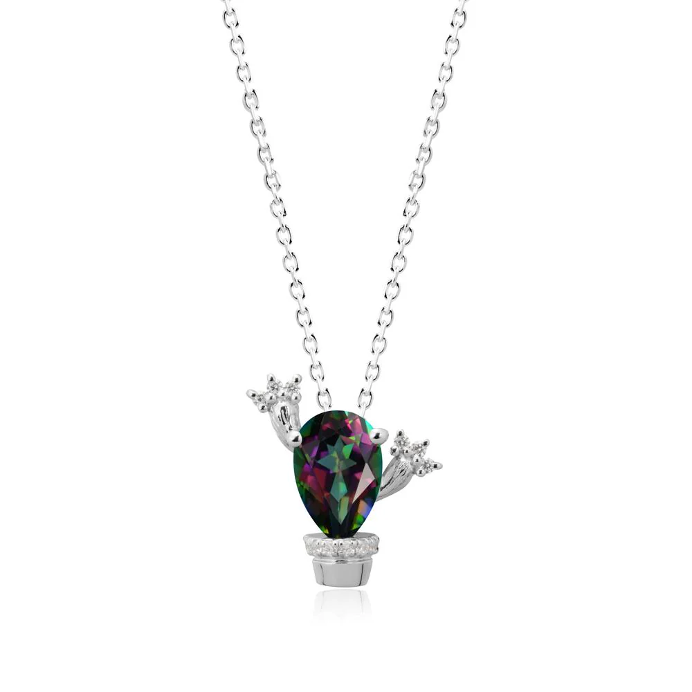 Unique Potted Plant Theme Mystic Topaz Pendant Necklace - Image 9