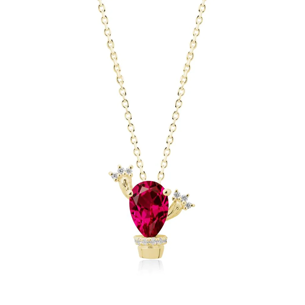Unique Potted Plant Theme Ruby Pendant Necklace - Image 6