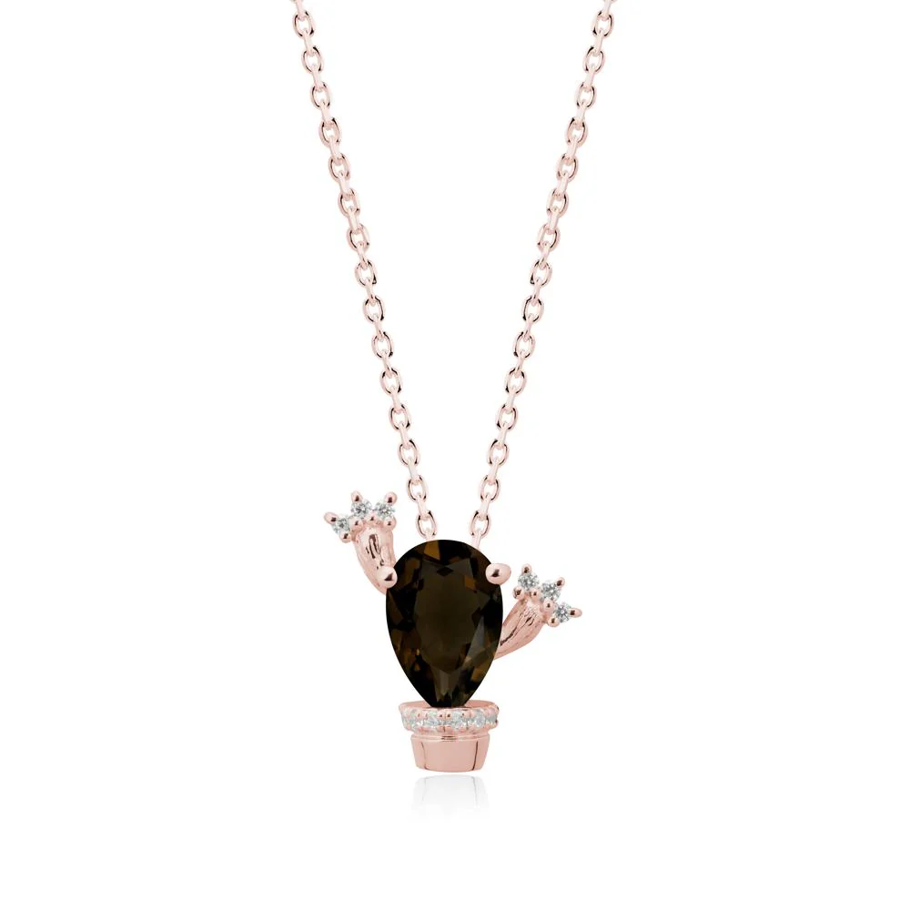 Unique Potted Plant Theme Smoky Quartz Pendant Necklace - Image 4