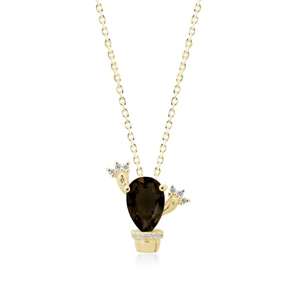 Unique Potted Plant Theme Smoky Quartz Pendant Necklace - Image 6