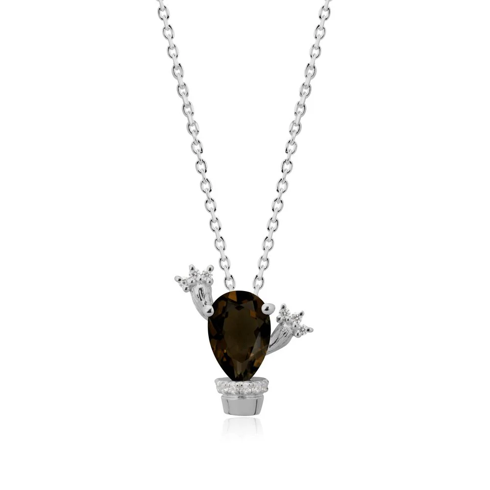 Unique Potted Plant Theme Smoky Quartz Pendant Necklace - Image 8