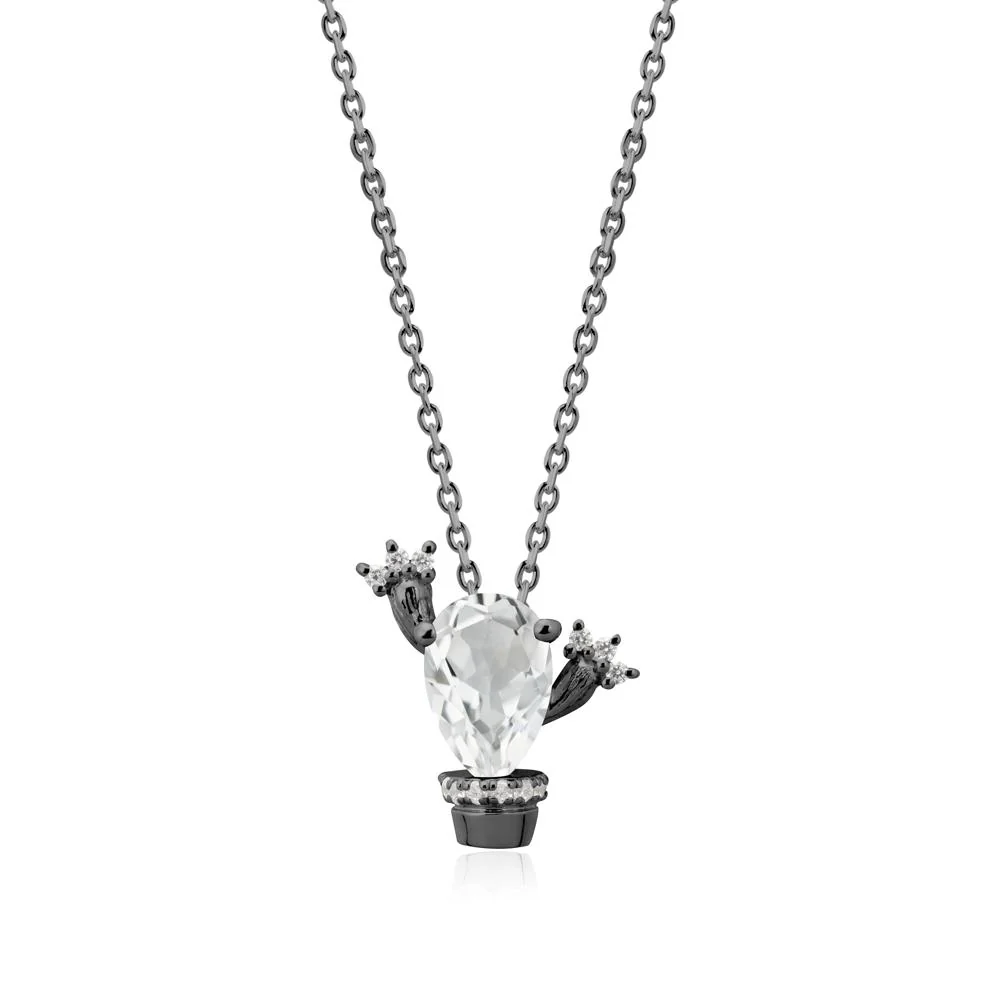 Unique Potted Plant Theme White Topaz Pendant Necklace - Image 7