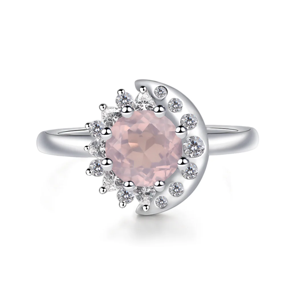 Rose Quartz Sun and Moon Ring
