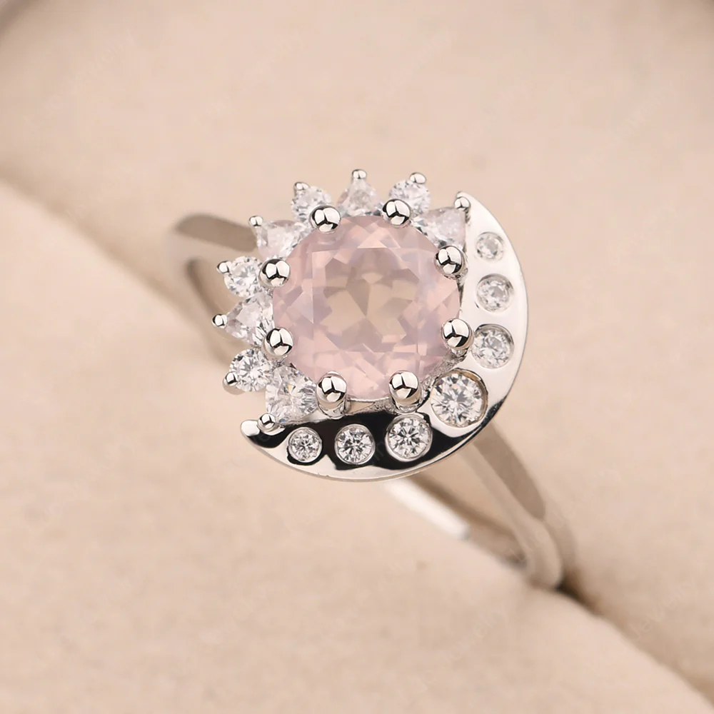 Rose Quartz Sun and Moon Ring - Image 2