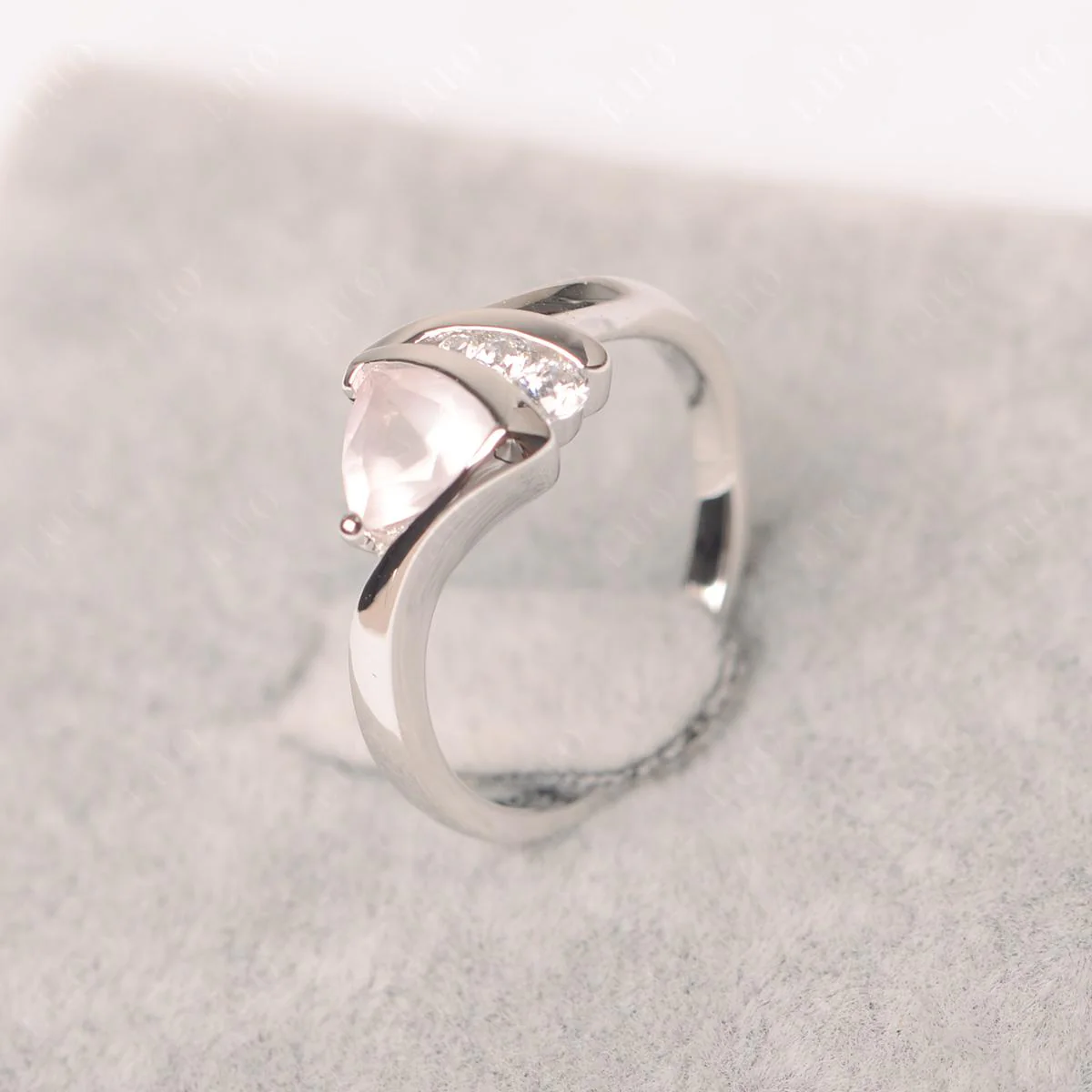 Rose Quartz Trillion Cut Ring - Image 11