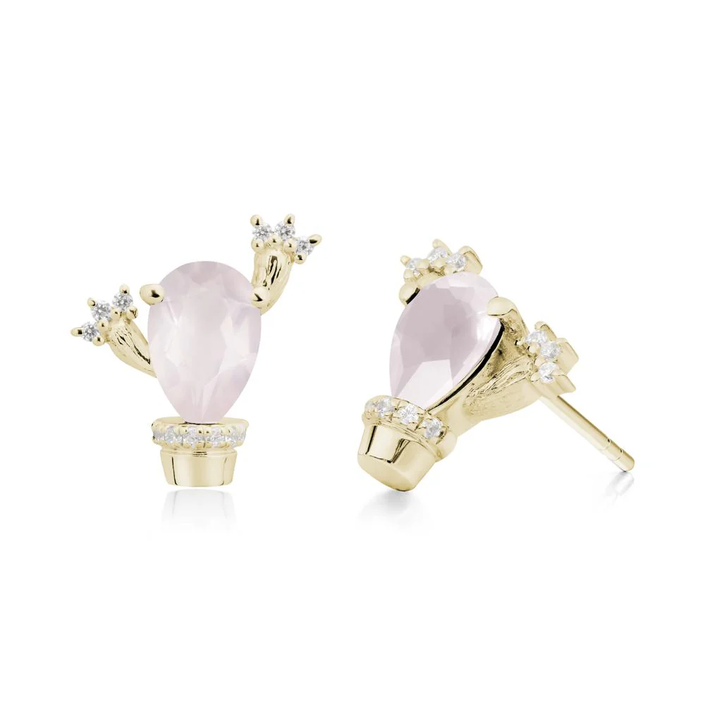 Unique Rose Quartz Stud Earrings - Image 9