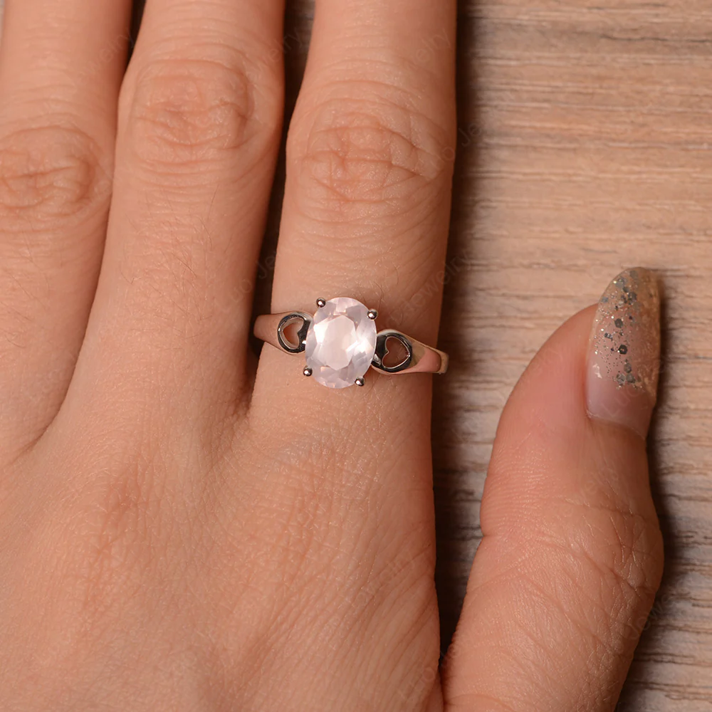 Rose Quartz Oval Cut Engagement Ring - Image 4