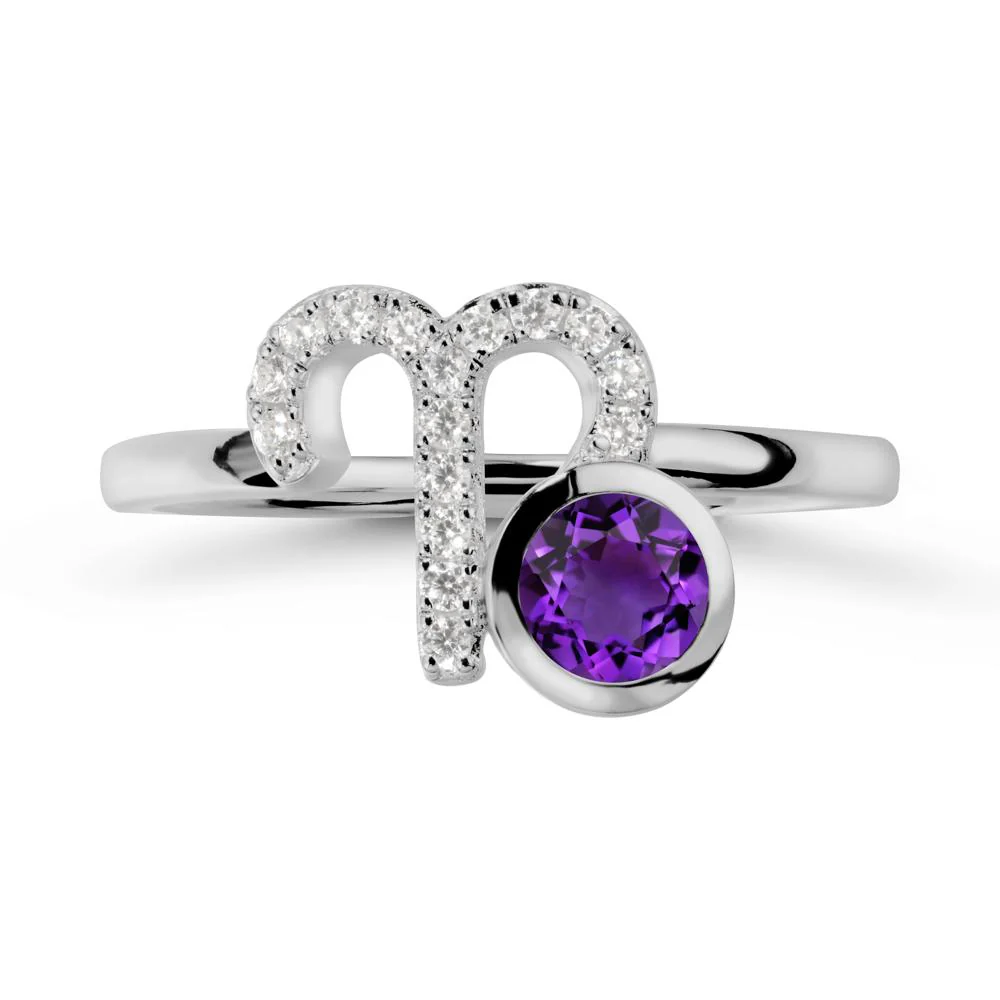 Unique Round Amethyst Ring In Sterlling Silver - Image 8