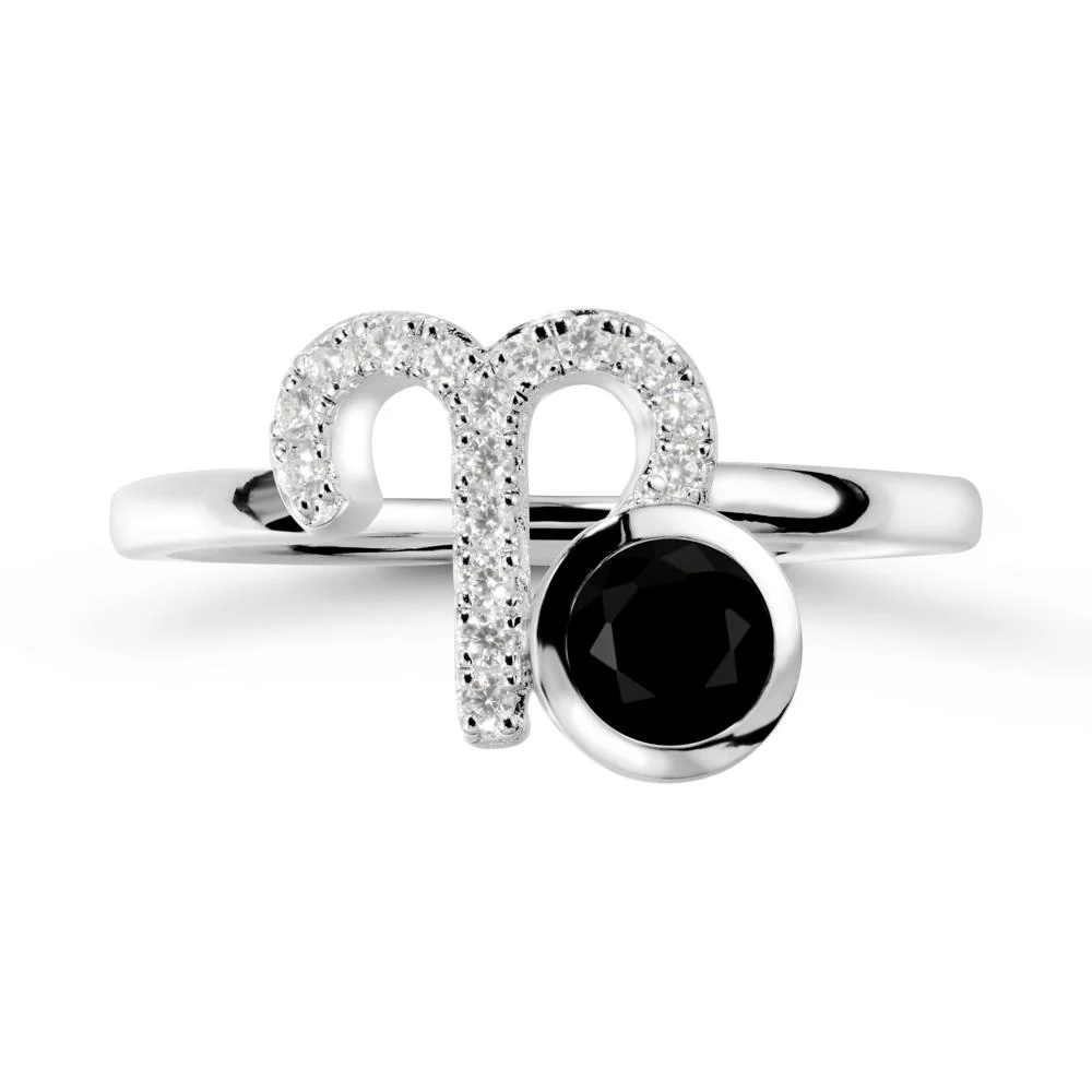 Unique Round Black Spinel Ring In Sterlling Silver - Image 3