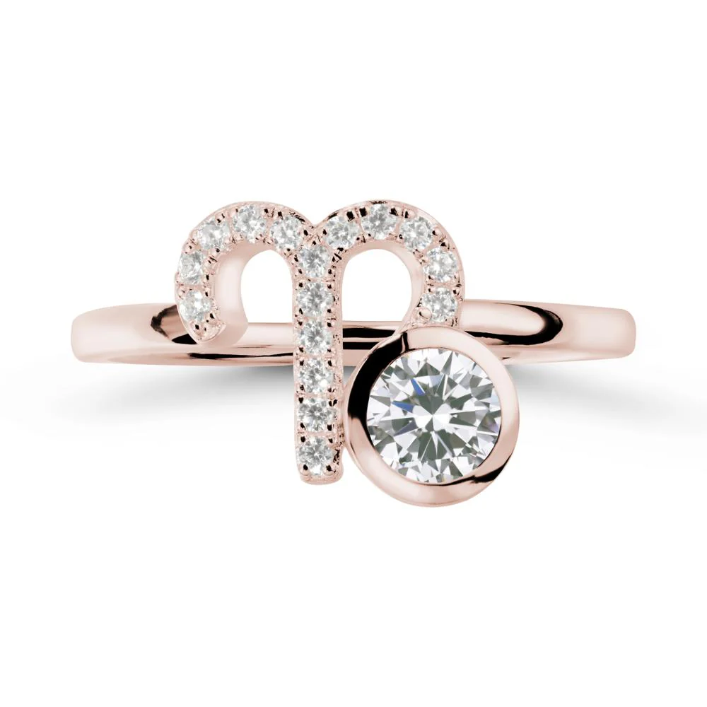 Unique Round Cubic Zirconia Ring In Sterlling Silver