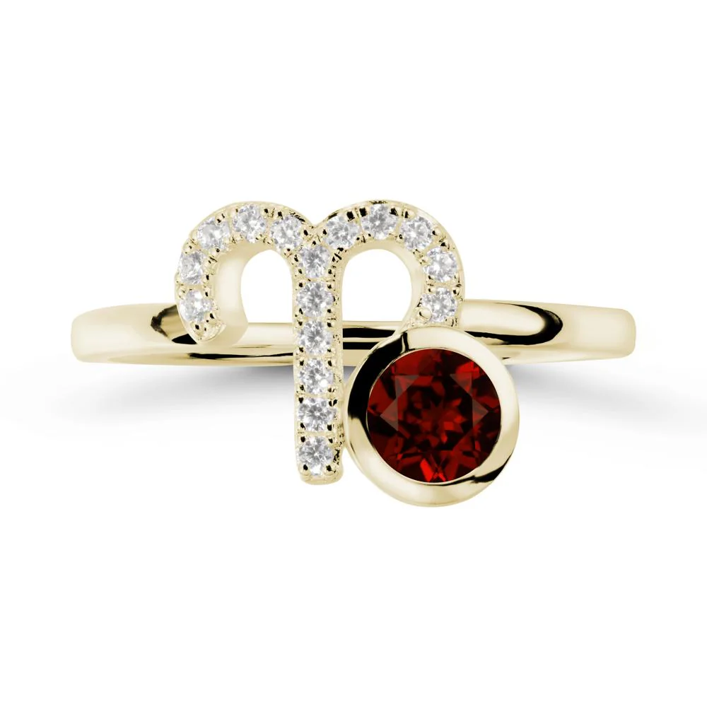 Unique Round Garnet Ring In Sterlling Silver