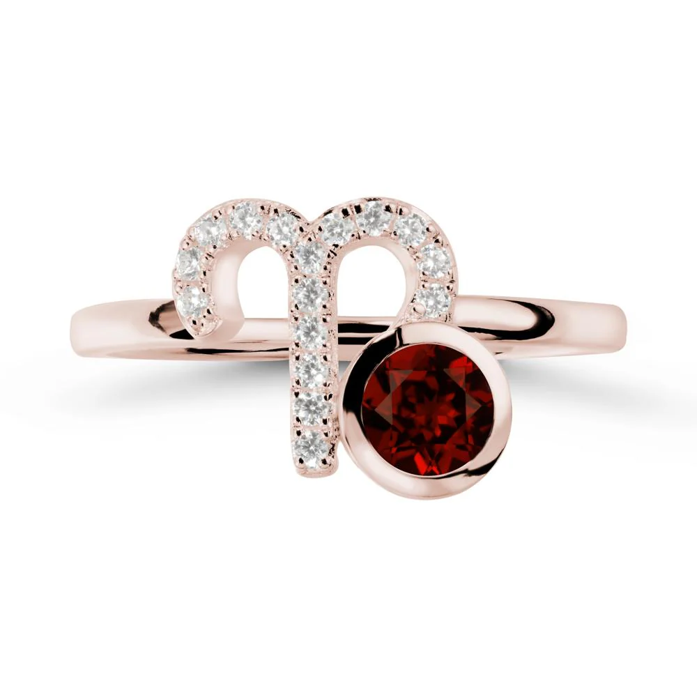 Unique Round Garnet Ring In Sterlling Silver - Image 2