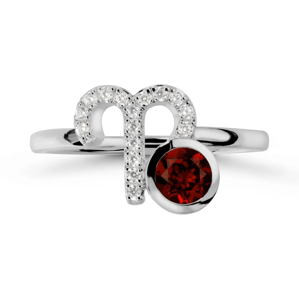 Unique Round Garnet Ring In Sterlling Silver - Image 8
