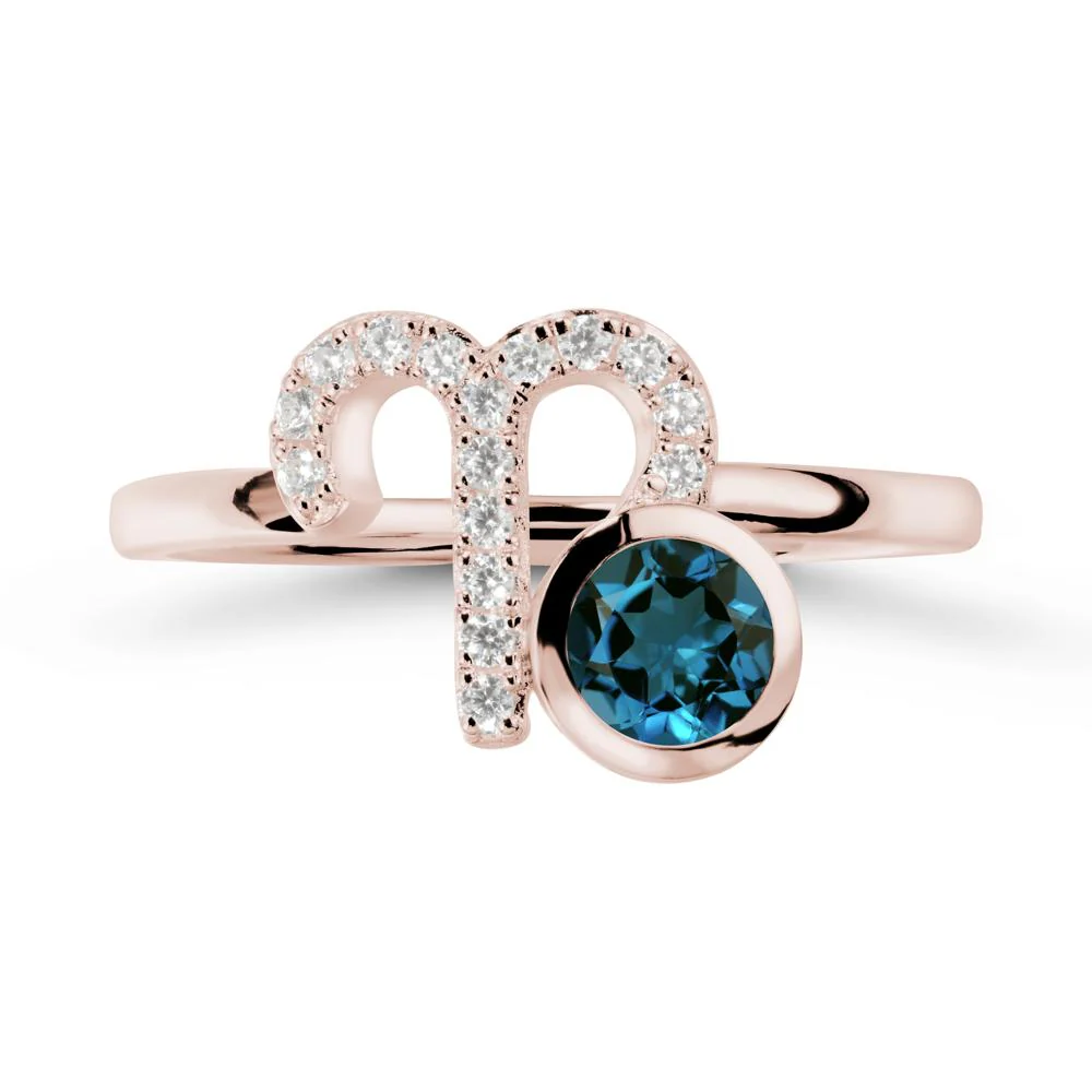 Unique Round London Blue Topaz Ring In Sterlling Silver - Image 2