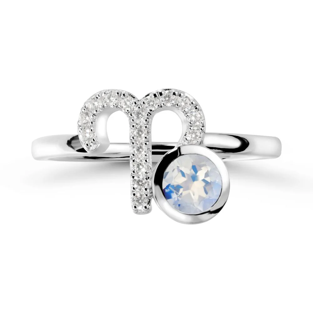 Unique Round Moonstone Ring In Sterlling Silver - Image 3