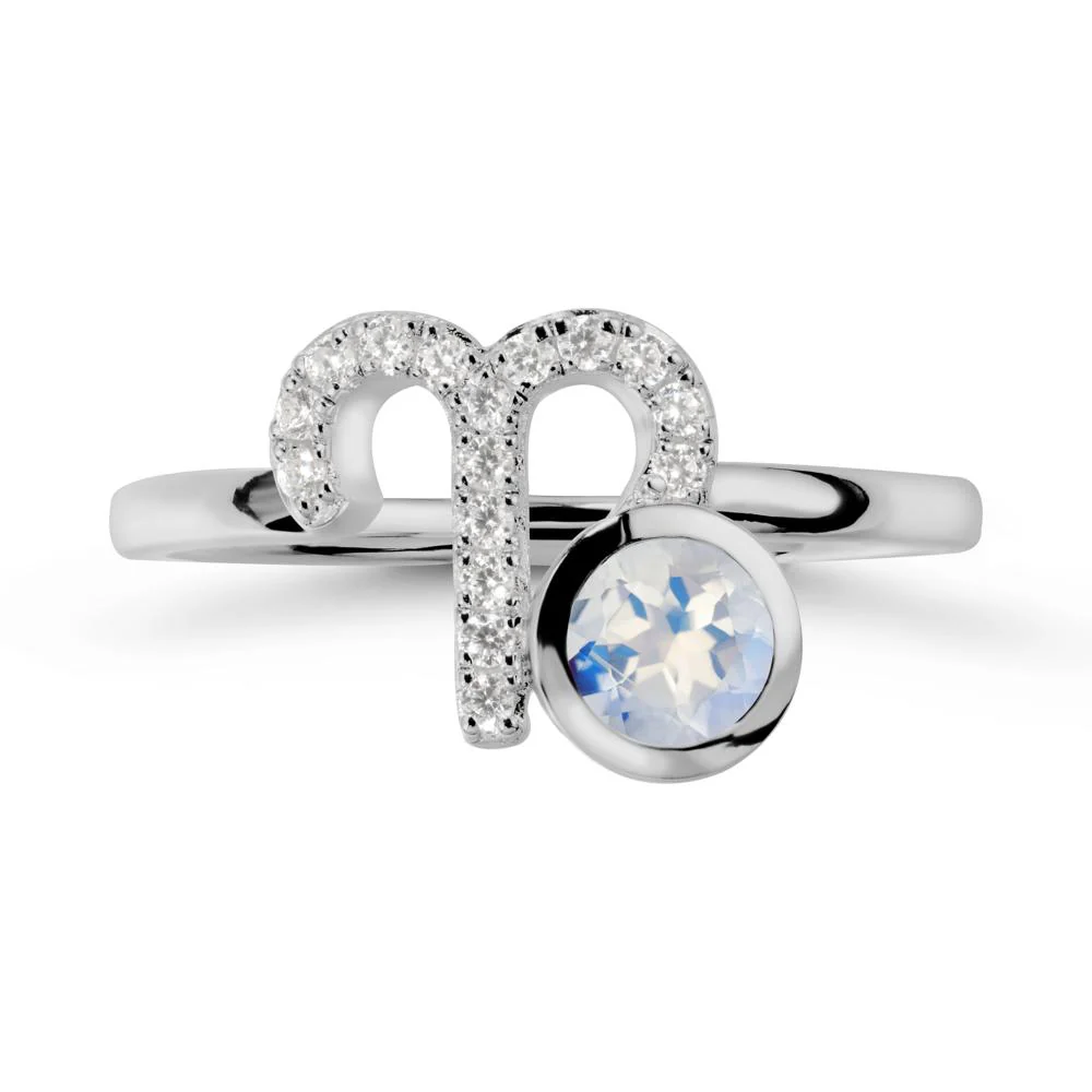 Unique Round Moonstone Ring In Sterlling Silver - Image 9
