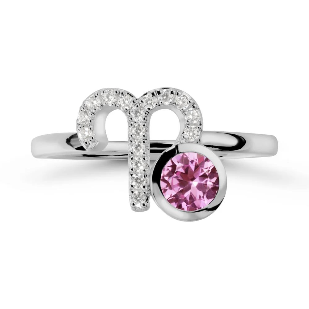 Unique Round Pink Sapphire Ring In Sterlling Silver - Image 8