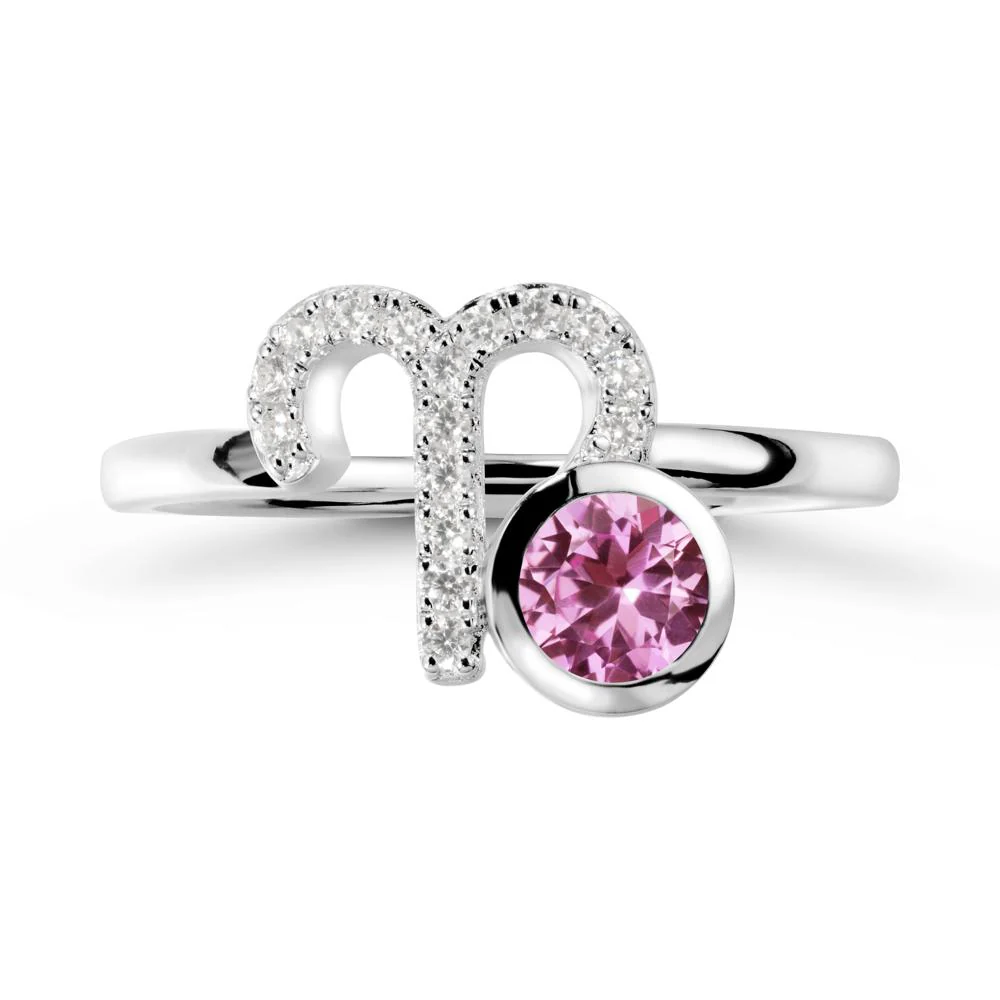 Unique Round Pink Sapphire Ring In Sterlling Silver - Image 9