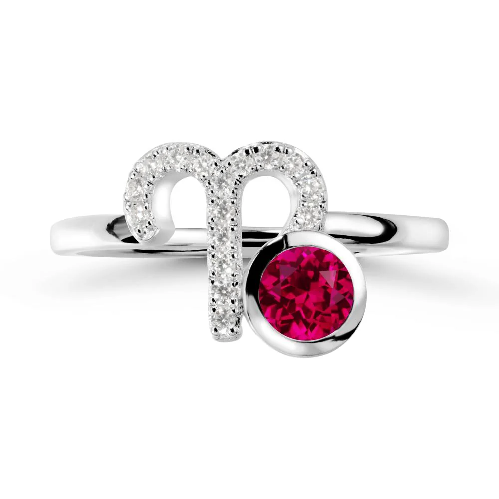 Unique Round Ruby Ring In Sterlling Silver - Image 3